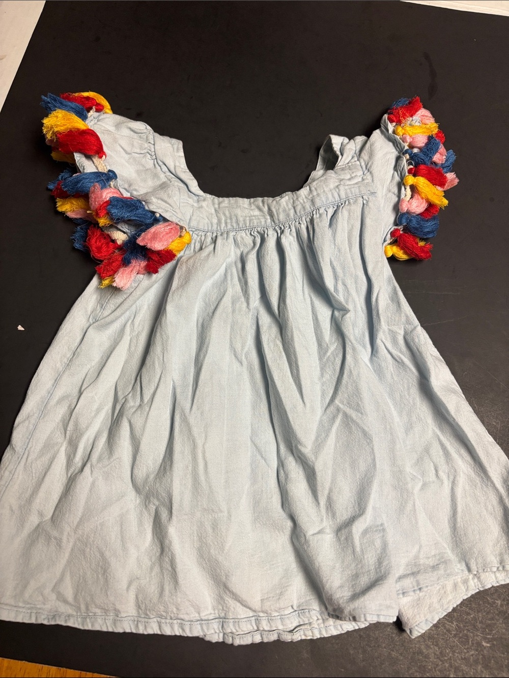 Tucker + Tate Pale Blue Tank Top with Multicolor Tassel Shoulders